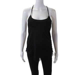 Lukka Lux Womens Diamond Print Sleeveless Shelf Tank Top Black Size Extra Small